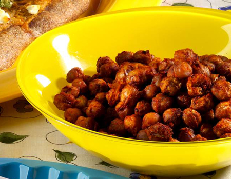 납작한 배 스낵: 훈제 병아리콩